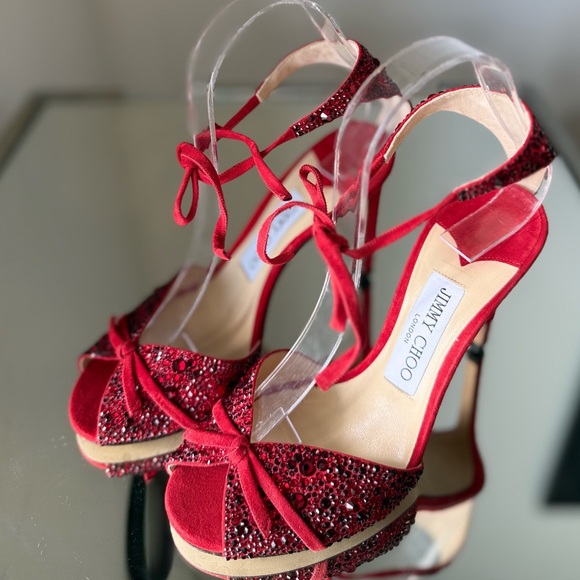 Like new JIMMY CHOO Talaya 100 Crystal Embellished suede sandals 36 - Picture 7 of 15